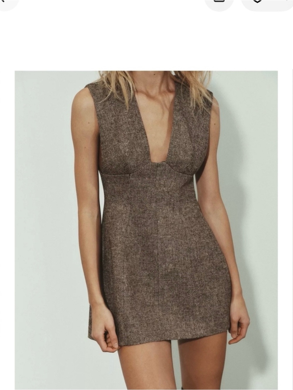 Zara Brown Tweed Mini Dress